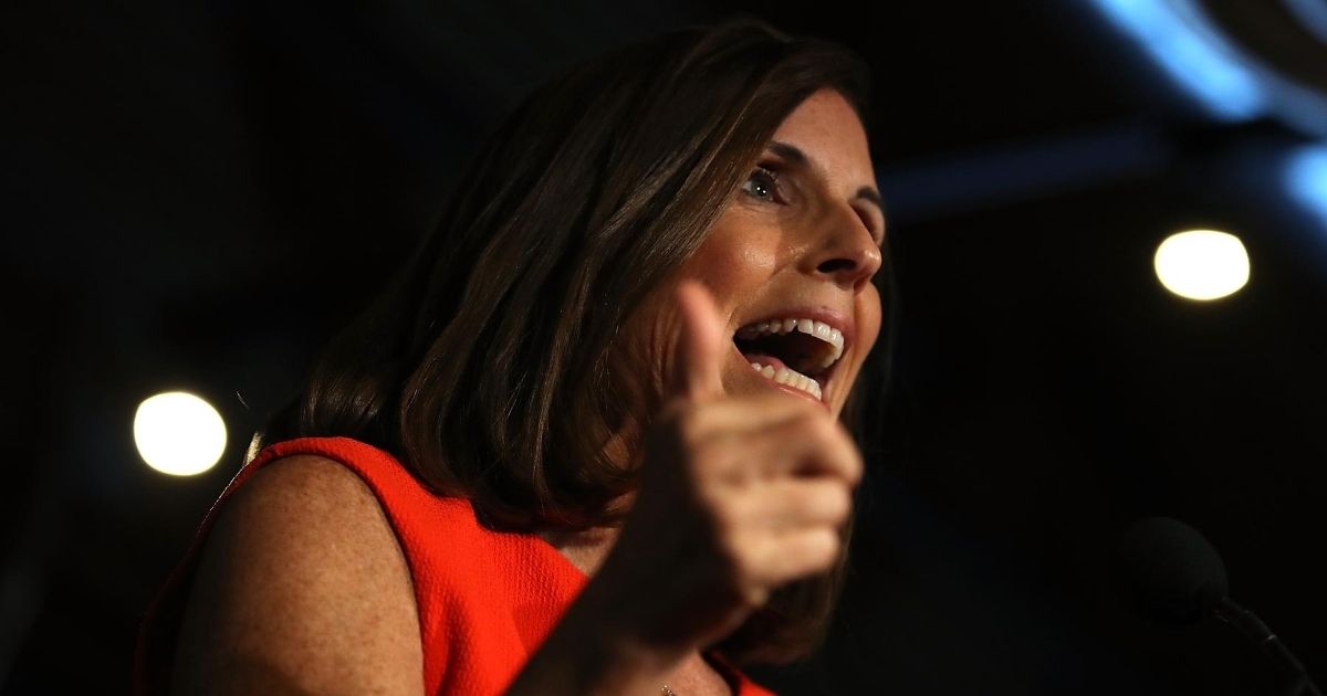 Republican Sen. Martha McSally of Arizona, then a congresswoman for the state's 2nd Congressional District, speaks on Aug. 28, 2018, in Tempe, Arizona.