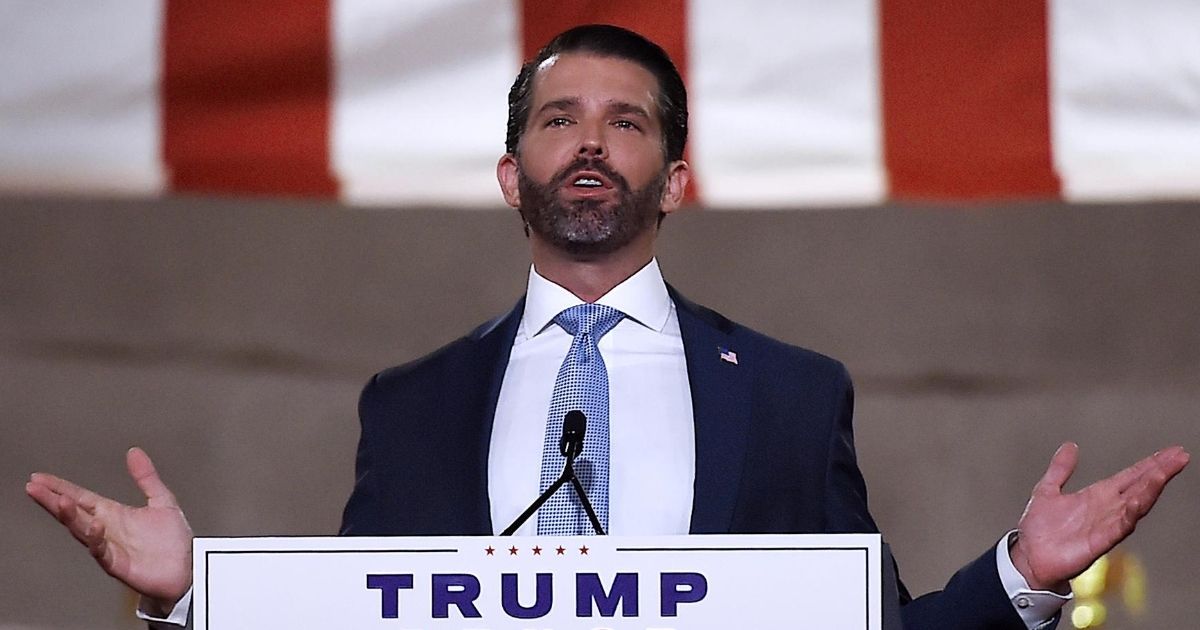 Donald Trump Jr. speaks Monday in Washington's Mellon Auditorium Monday, the first day of the Republican National Convention.