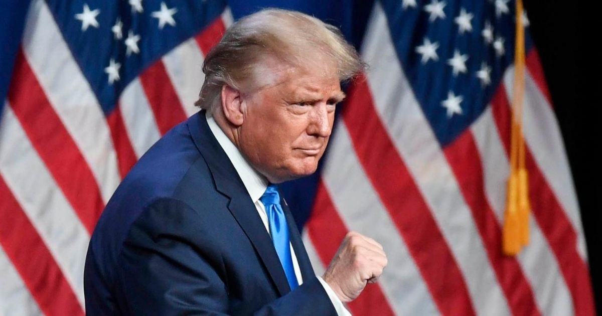 President Donald Trump waves to the crowd on the first day of the Republican National Convention at the Charlotte Convention Center on Aug. 24, 2020, in Charlotte, North Carolina.