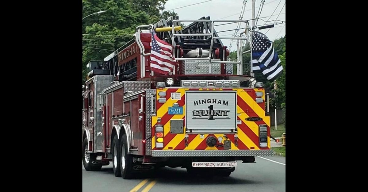 Weymouth firefighters were asked to remove 'Blue Line' flags that honored a fallen police officer's anniversary from their firetrucks.