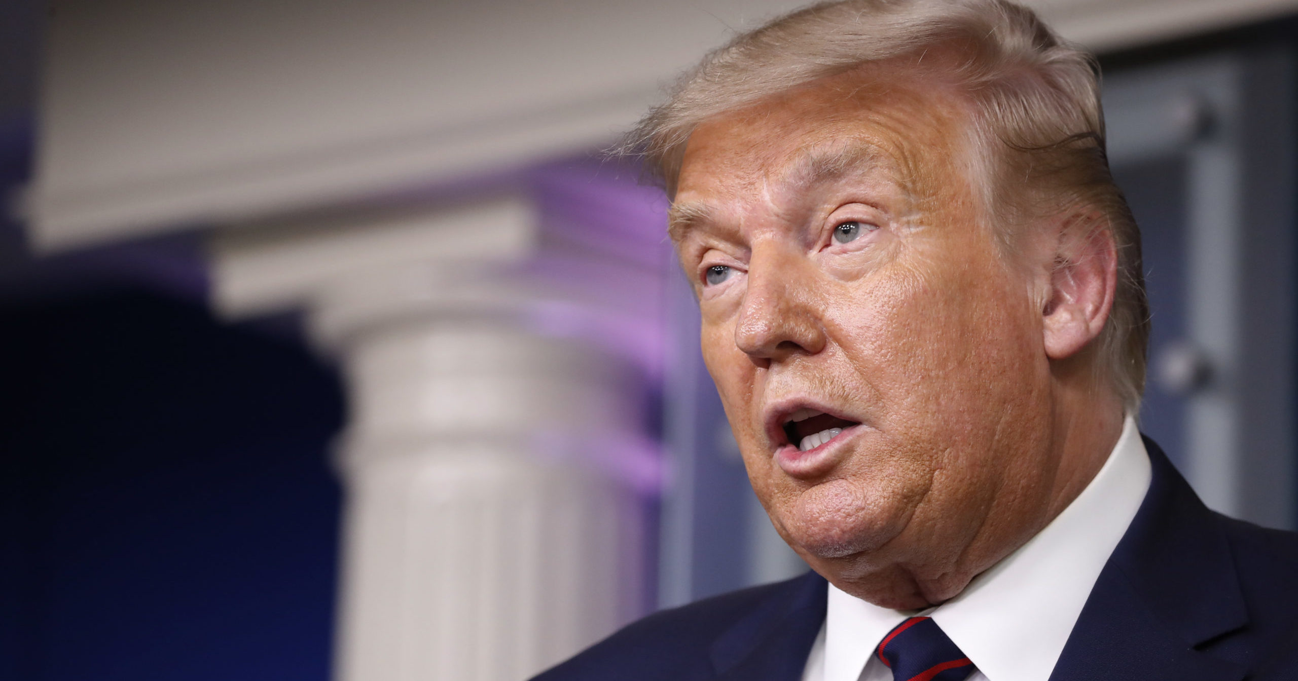 President Donald Trump speaks during a briefing with reporters in the White House on Aug. 4, 2020, in Washington, D.C.