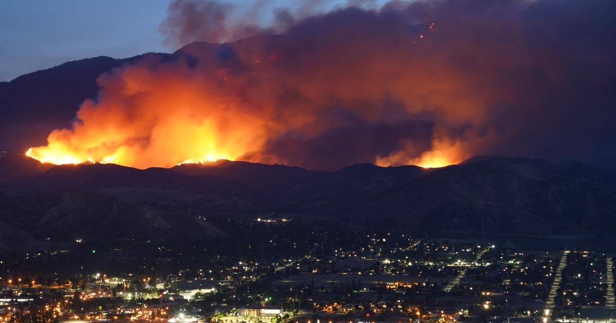 A wildfire burns in Southern California on Aug. 3, 2020.
