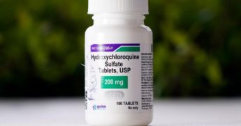 This April 7, 2020, file photo shows a bottle of hydroxychloroquine tablets in Texas City, Texas.