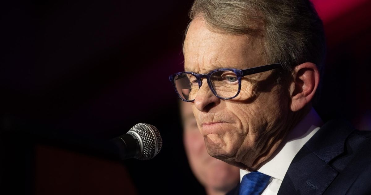 Mike DeWine gives his victory speech after winning the Ohio gubernatorial race on Nov. 6, 2018, in Columbus, Ohio.