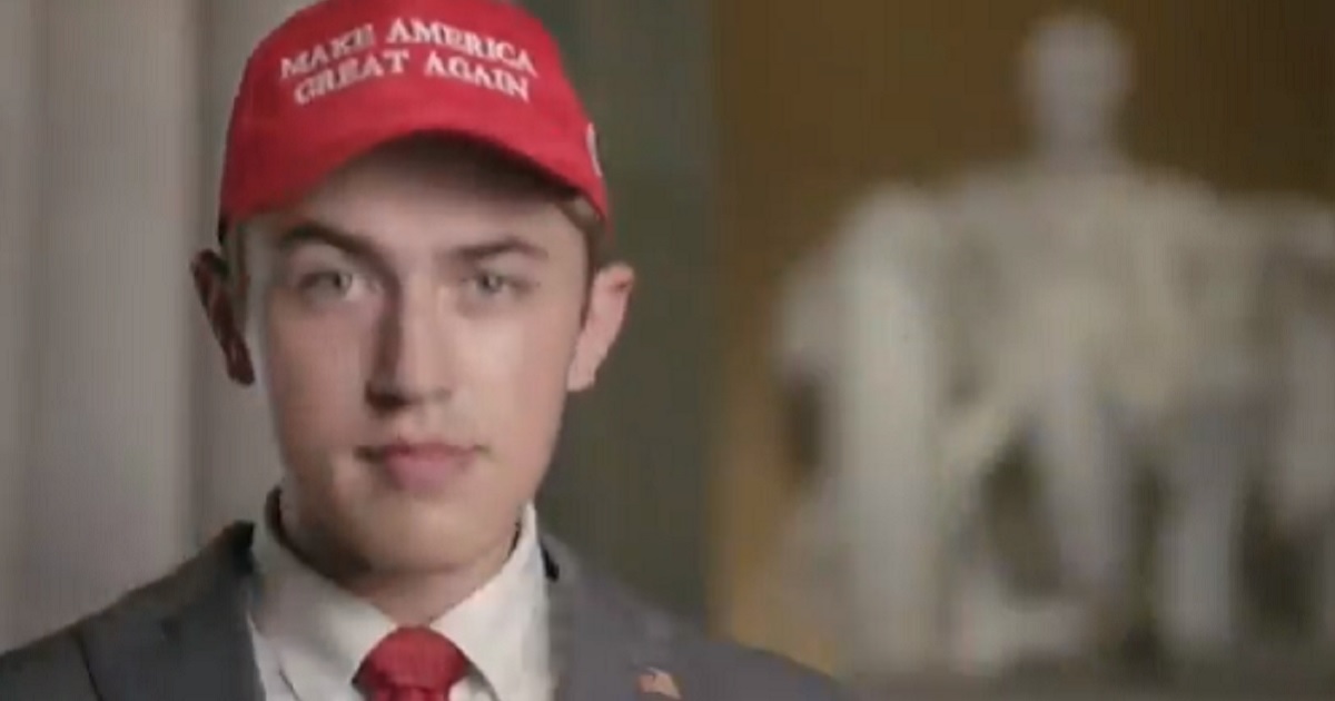 Covington, Kentucky, teenager Nick Sandmann addresses the virtual Republican National Convention Tuesday from the Lincoln Memorial.