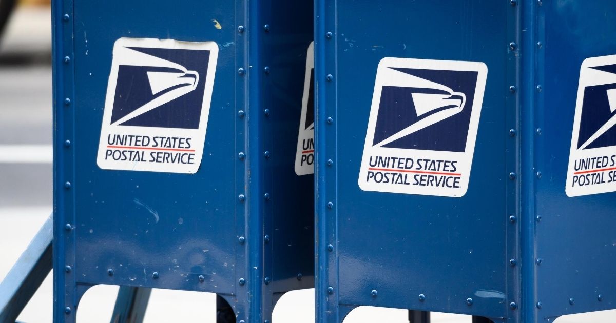 United States Postal Service mailboxes are seen on Aug. 22, 2020, in New York City.