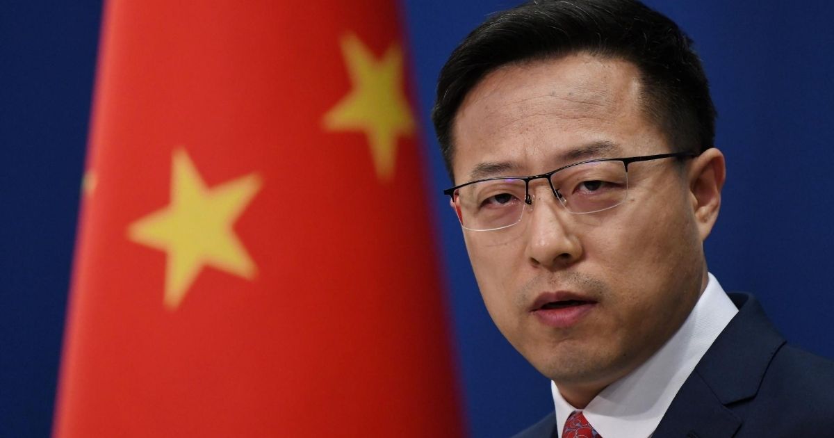 Chinese Foreign Ministry spokesman Zhao Lijian speaks at the daily media briefing in Beijing on April 8, 2020.