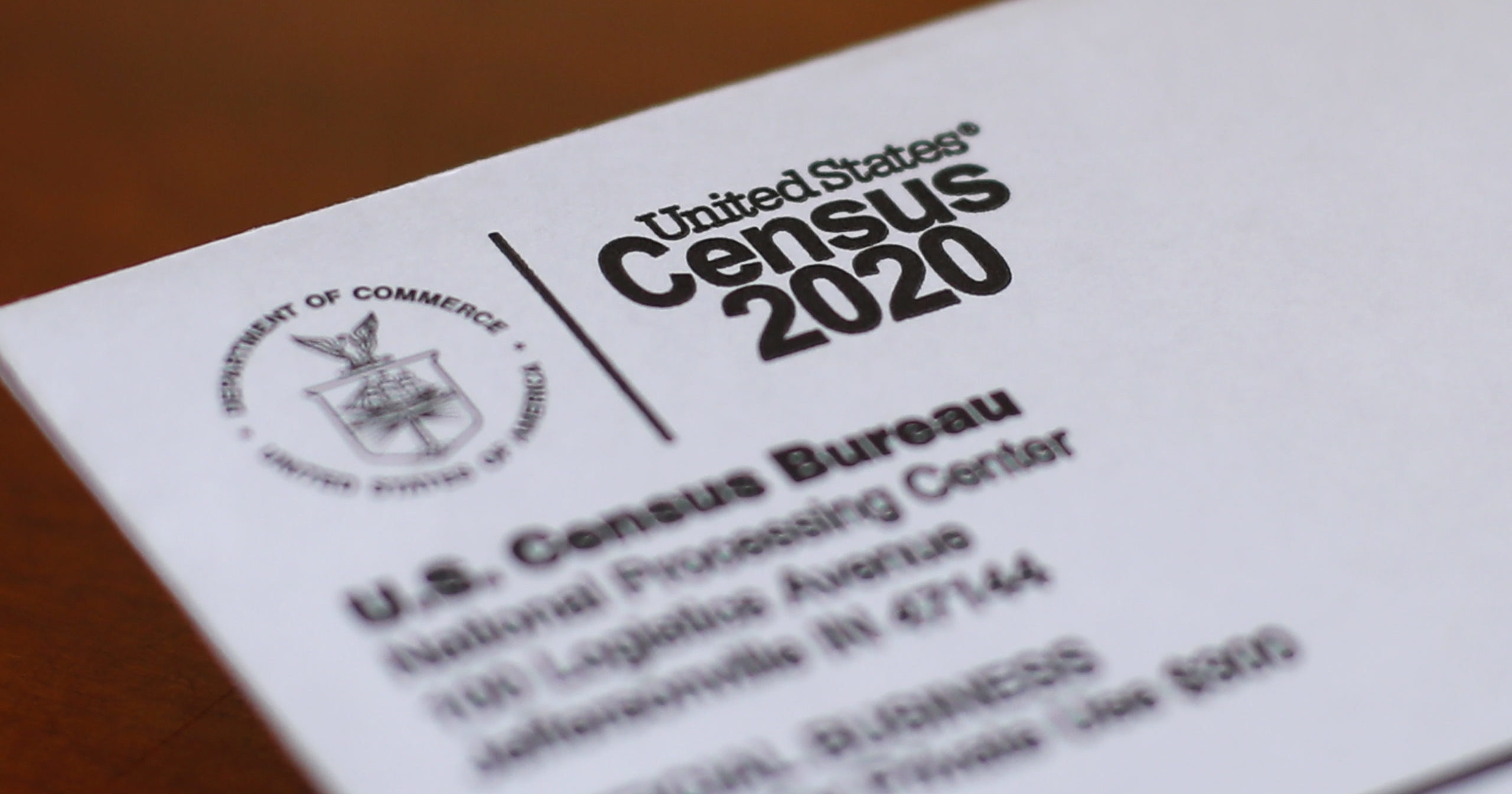 In this April 5, 2020, file photo, an envelope containing a 2020 census letter is shown in Detroit.