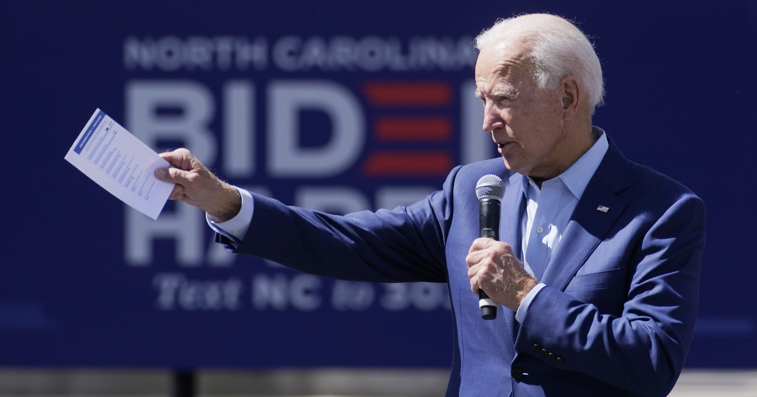 In this Sept. 23, 2020, file photo, Democratic presidential nominee former Vice President Joe Biden speaks during a Biden for President black economic summit at Camp North End in Charlotte, North Carolina. The final stretch of a presidential campaign is typically a nonstop mix of travel, caffeine and adrenaline. But as the worst pandemic in a century bears down on the United States, Joe Biden is taking a lower key approach.
