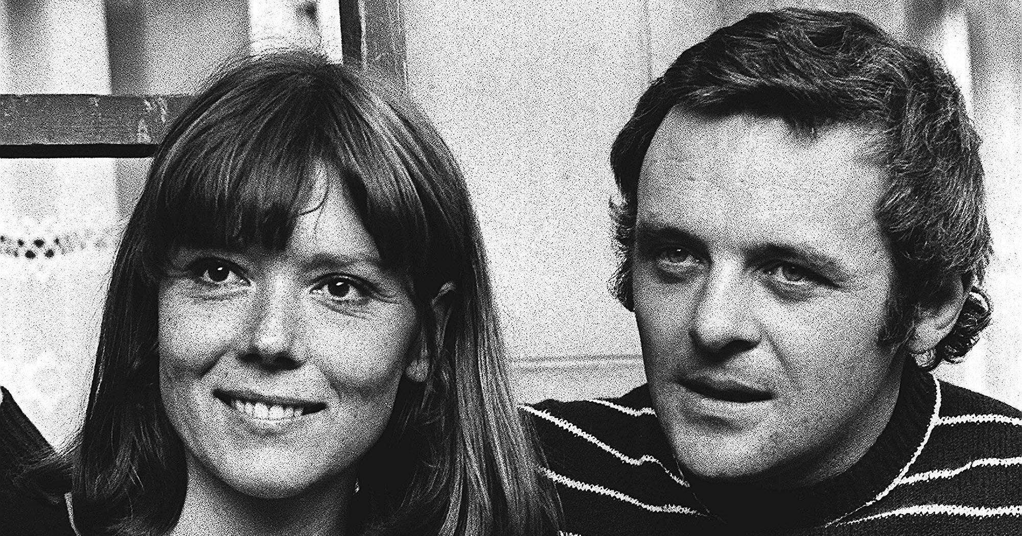 In this Sept. 20, 1972 file photo, British actress Diana Rigg and actor Anthony Hopkins attend the opening night of "Macbeth" at the National Theatre, London. Rigg, who became a 1960s style icon as secret agent Emma Peel in the TV series “The Avengers,” has died at age 82. Rigg’s agent Simon Beresford says she died Sept. 10, 2020, at home with her family.