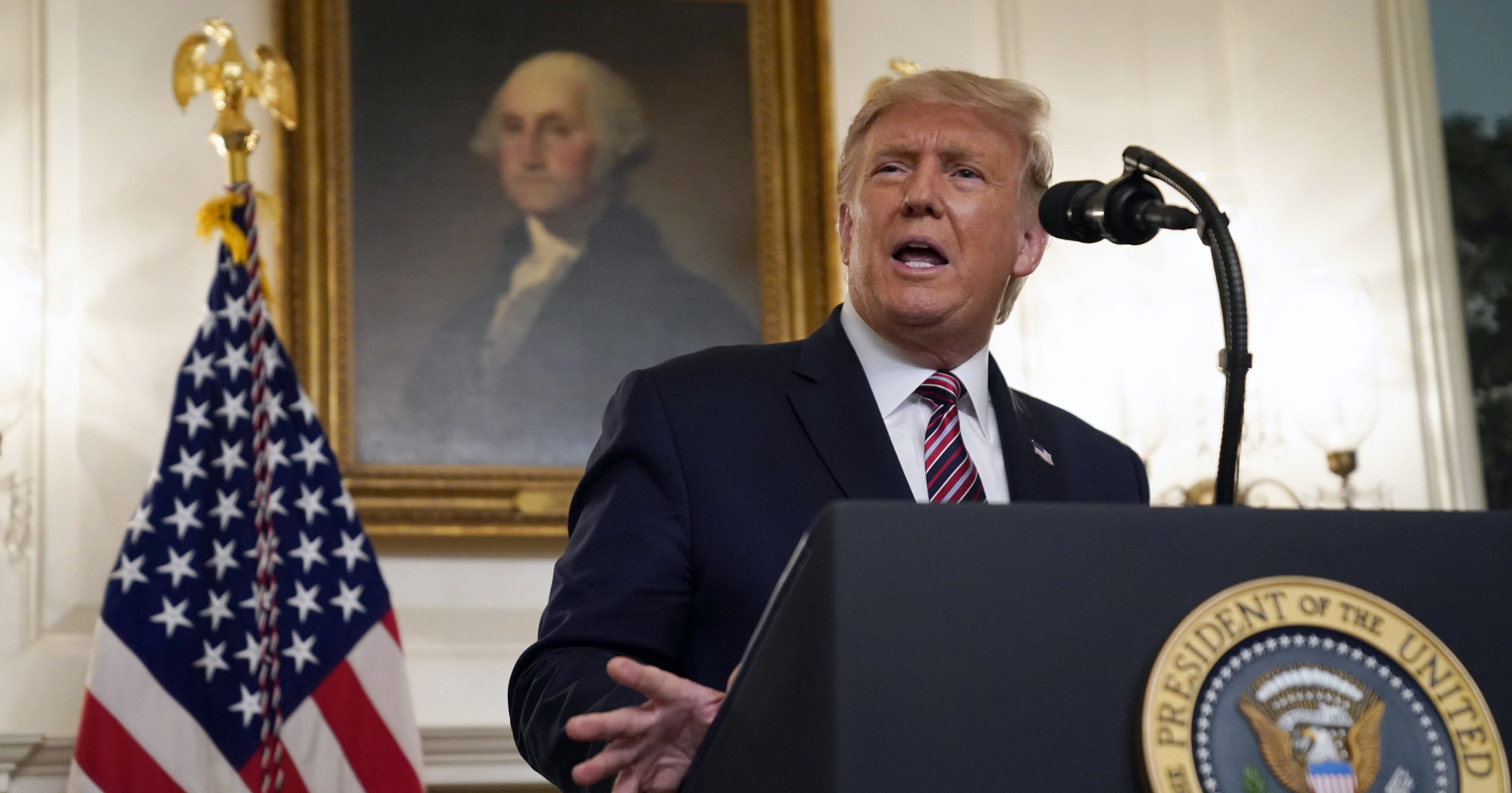 President Donald Trump speaks in the White House in Washington, D.C., on Sept. 9, 2020