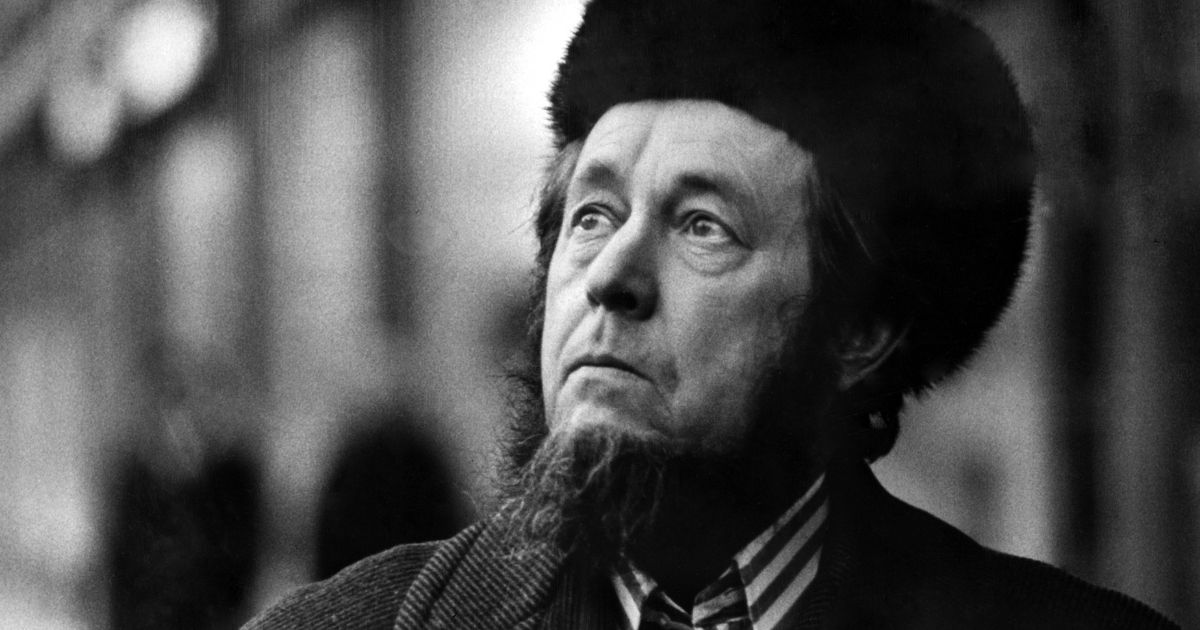 Russian writer Alexander Solzhenitsyn is pictured in Cologne, Germany, on Feb. 15, 1974.
