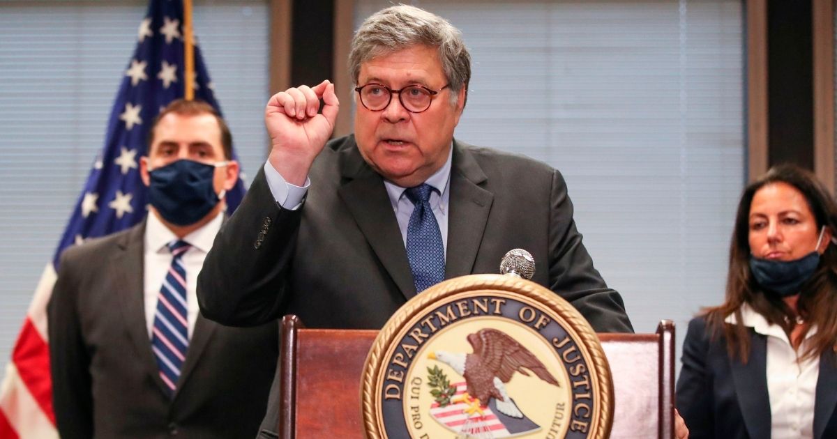 U.S. Attorney General William Barr speaks about Operation Legend during a news conference in Chicago on Sept. 9, 2020.