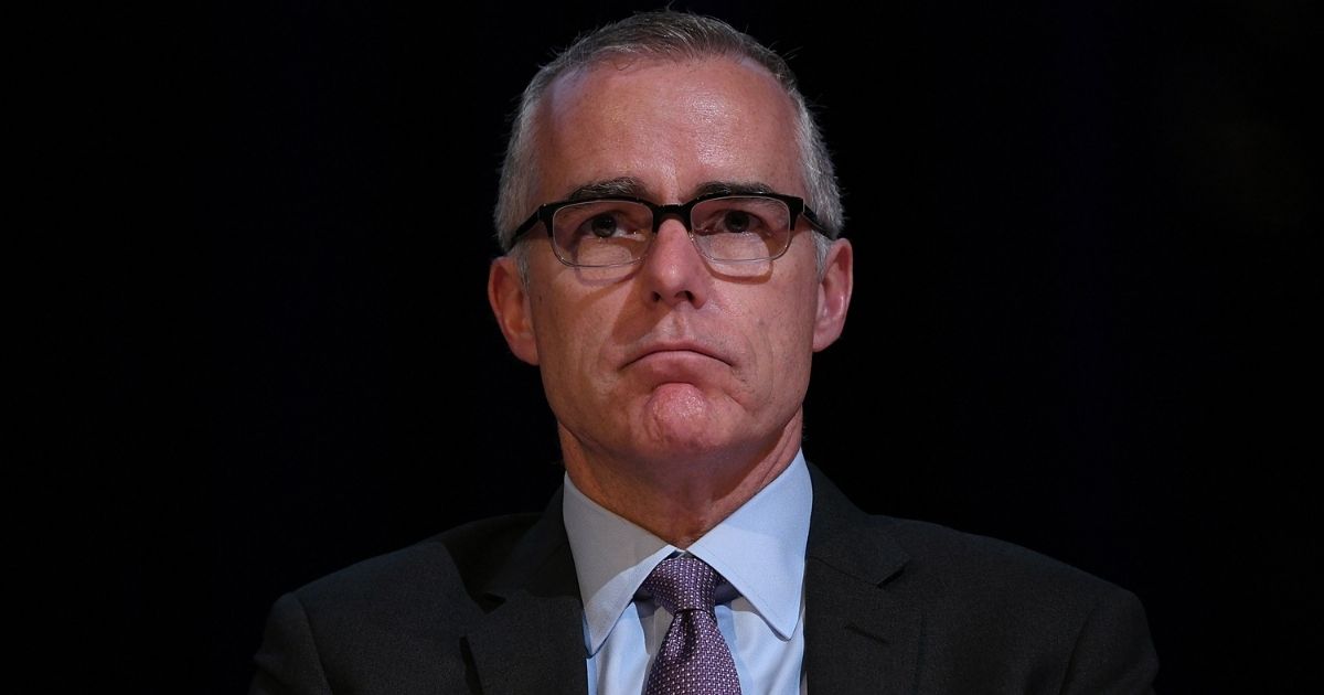 Andrew McCabe presents onstage at the American Jewish University on March 14, 2019, in Los Angeles, California.