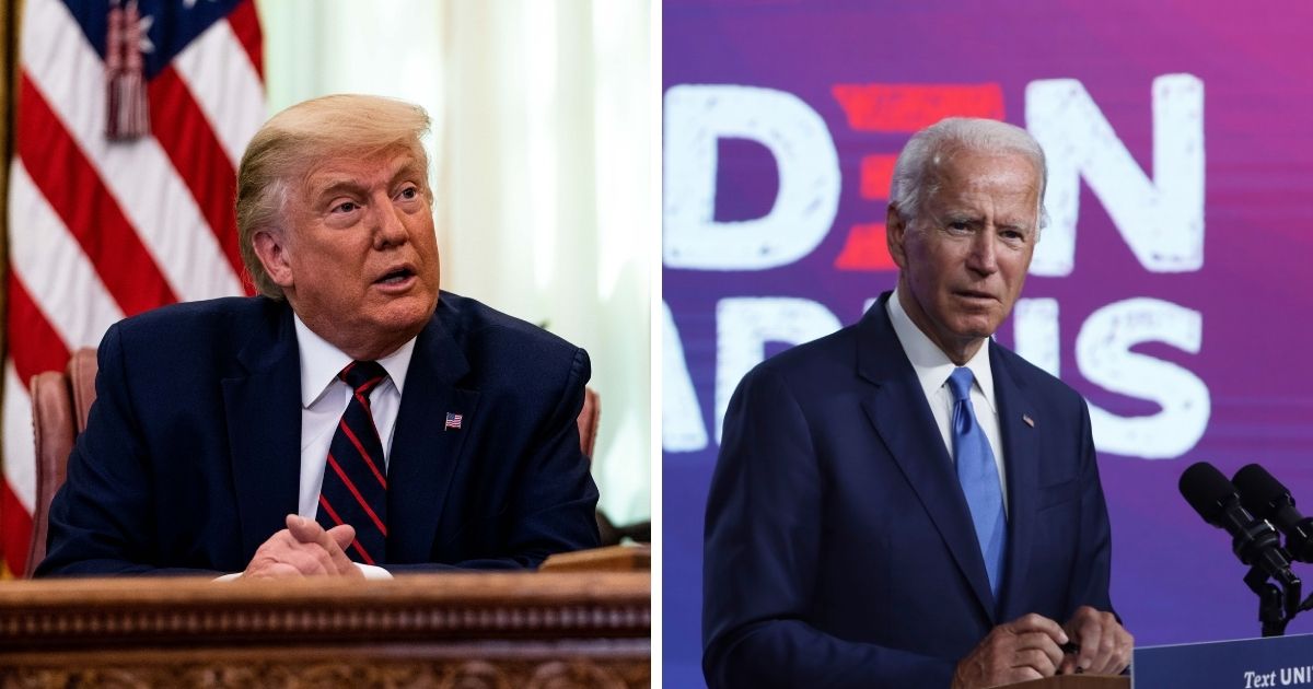 Of the 82 percent of Pennsylvania likely voters who have made up their mind about who they intend to vote for, President Donald Trump, right, leads Joe Biden 51 percent to 49 percent in a recent poll.