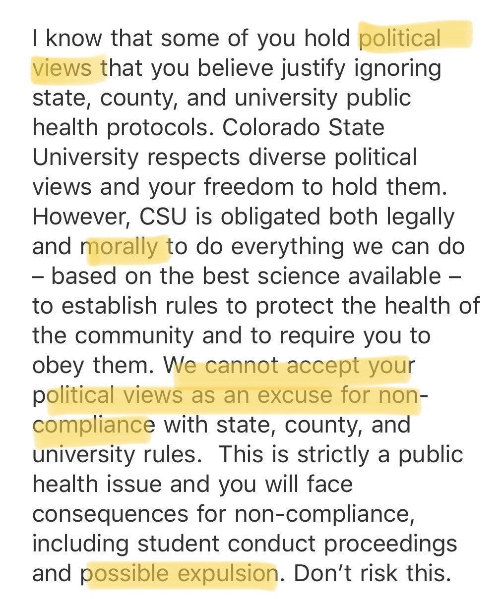 A screen shot provided by an anonymous current Colorado State University student.