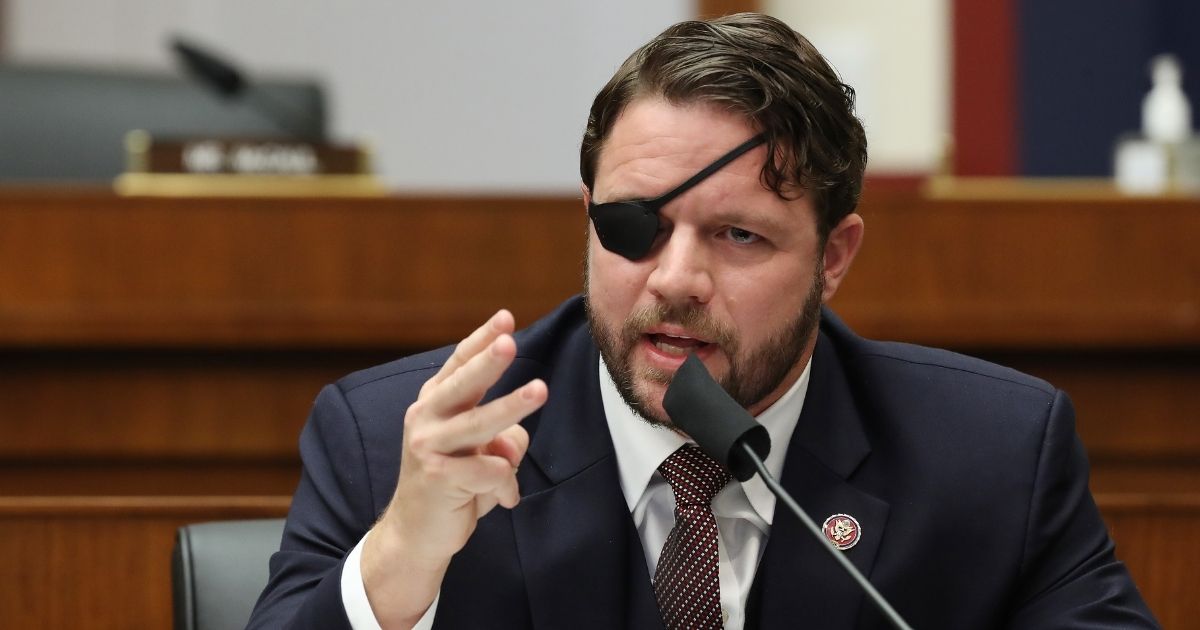 Texas GOP Rep. Dan Crenshaw questions witnesses during a House Homeland Security Committee hearing on Capitol Hill on Sept. 17, 2020, in Washington, D.C.