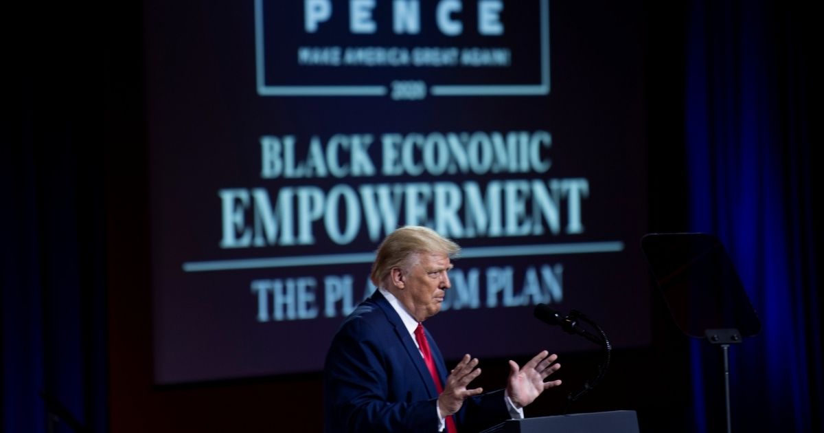 President Donald Trump speaks during an event for black supporters on Sept. 25, 2020, in Atlanta.