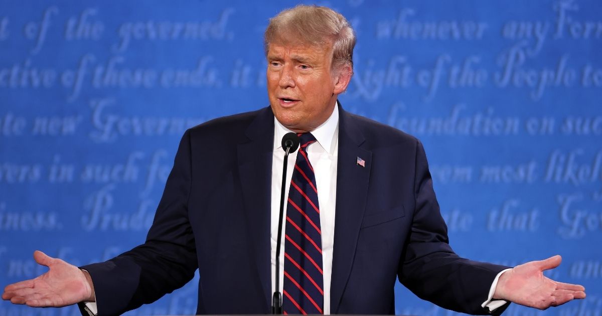 President Donald Trump speaks at the first presidential debate against Democratic presidential nominee Joe Biden at the Health Education Campus of Case Western Reserve University in Cleveland on Tuesday.