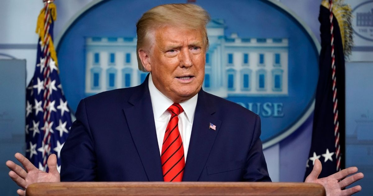 President Donald Trump speaks at a news conference in the James Brady Press Briefing Room at the White House on Aug. 31, 2020.