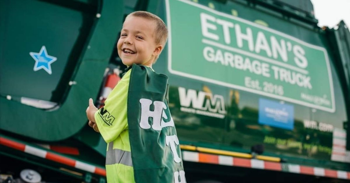 Ethan, a 6-year-old with cystic fibrosis, spent a day as a garbage man thanks to Make-A-Wish.