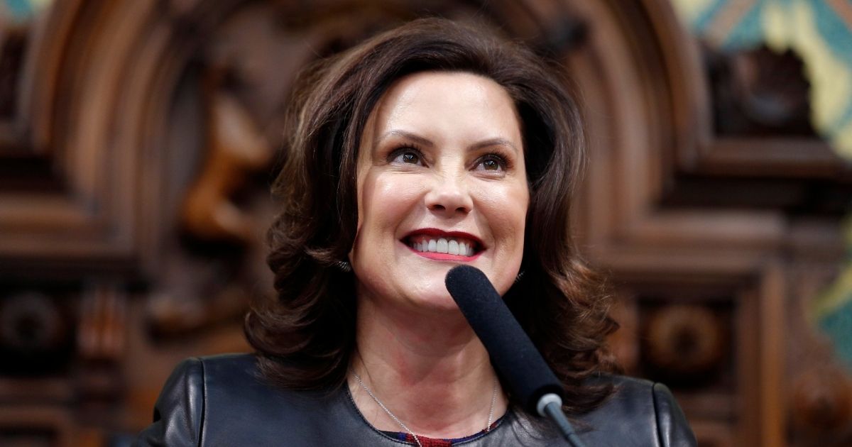 In this Jan. 29, 2020, file photo, Michigan Gov. Gretchen Whitmer delivers her State of the State address to a joint session of the House and Senate at the state Capitol in Lansing, Michigan.