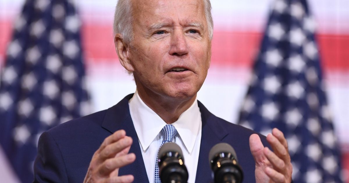 Democratic presidential nominee Joe Biden speaks during a campaign event at Mill 19 in Pittsburgh on Aug. 31, 2020.