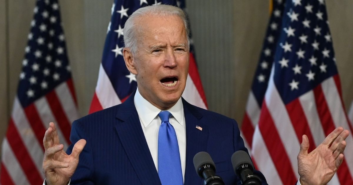 Democratic presidential nominee Joe Biden speaks at the National Constitution Center in Philadelphia on Sept. 20, 2020.