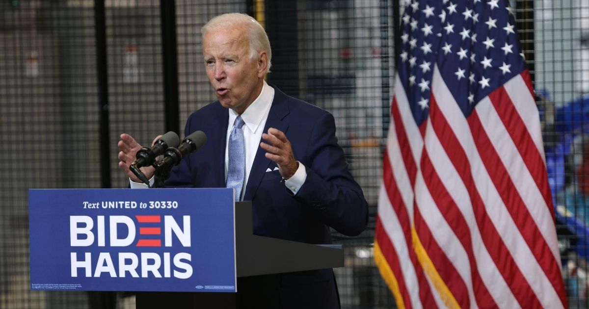 Democratic presidential candidate and former Vice President Joe Biden speaks at a campaign event in Pittsburgh on August 31, 2020.