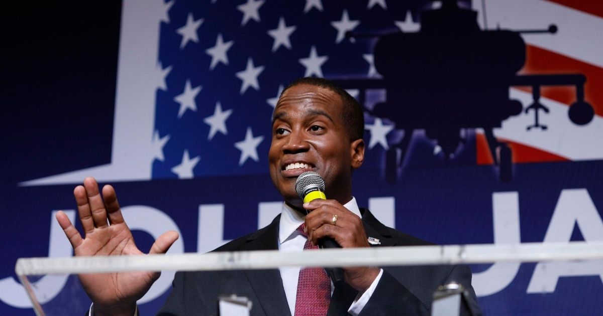Michigan GOP Senate candidate John James speaks in Detroit after winning his primary election Aug. 7, 2020.
