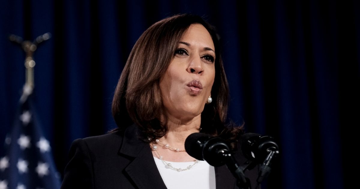 Democratic vice presidential nominee California Sen. Kamala Harris delivers remarks during a campaign event on Aug. 27, 2020, in Washington, D.C.