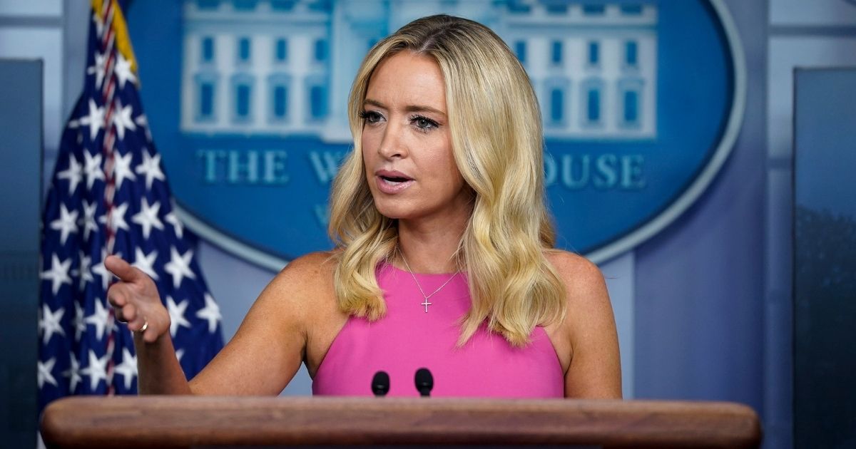 White House press secretary Kayleigh McEnany speaks during a news briefing at the White House on Sept. 9, 2020, in Washington, D.C.