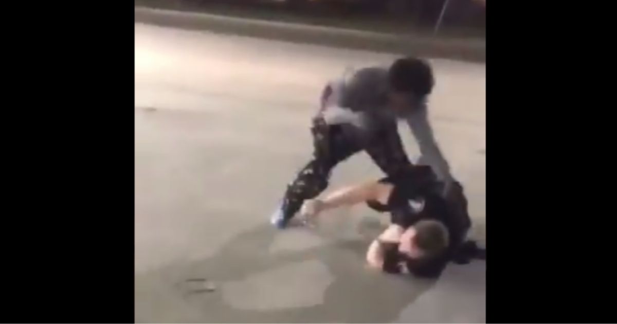 It was the kind of moment which could have gotten ugly, when a man resisting arrest fought with a lone police officer and briefly appeared to be overpowering him.