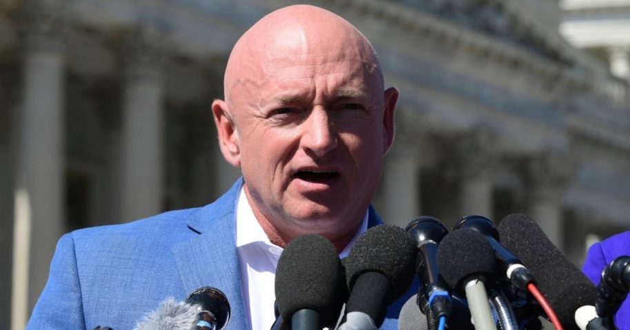 In this Oct. 2, 2017, file photo, Mark Kelly speaks on Capitol Hill in Washington.