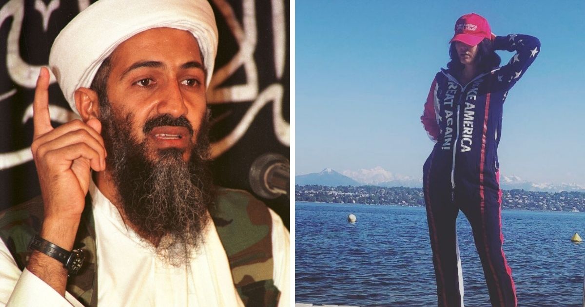 Osama bin Laden, left, and his niece Noor bin Ladin, who endorsed President Trump in a recent interview