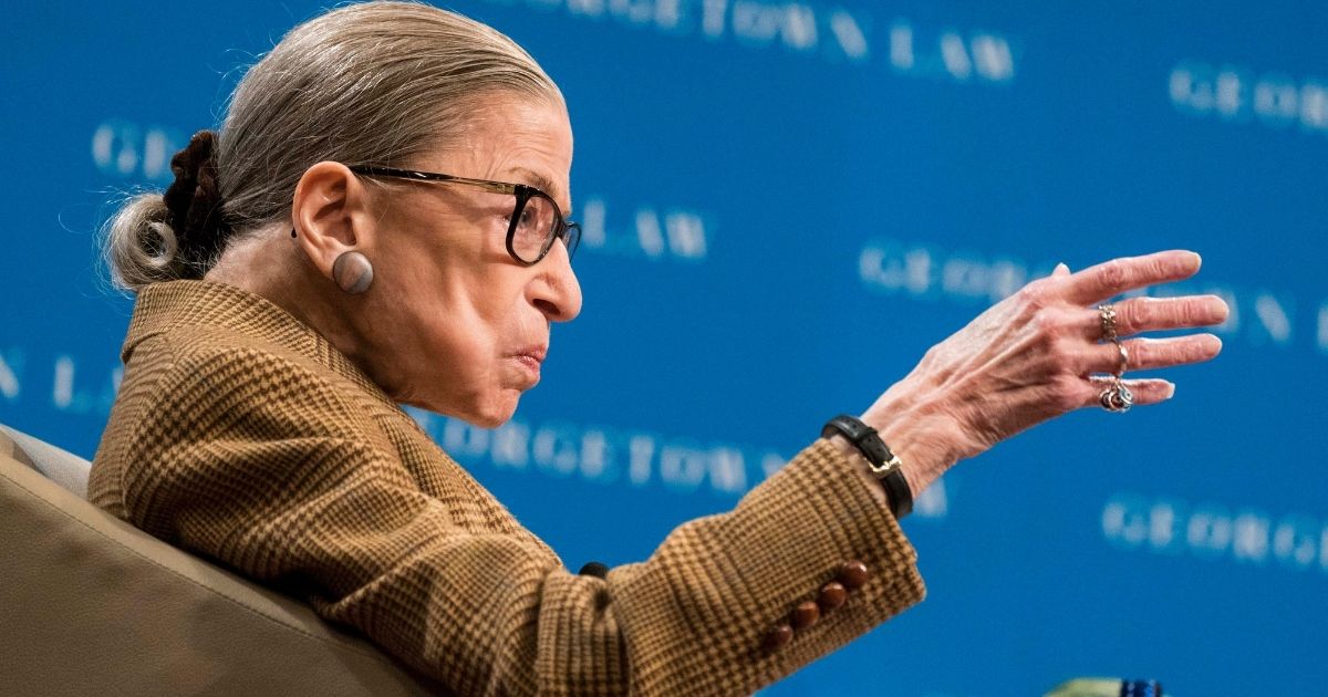Supreme Court Justice Ruth Bader Ginsburg participates in a discussion at the Georgetown University Law Center on Feb. 10, 2020, in Washington, D.C.