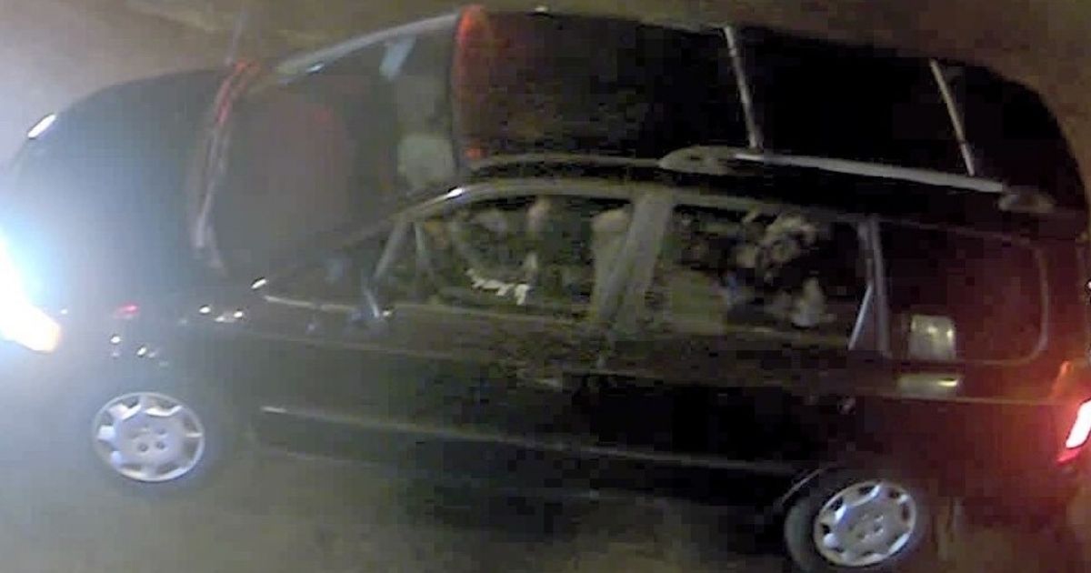Photo of the car driven by suspects who shot up the home of two police officers