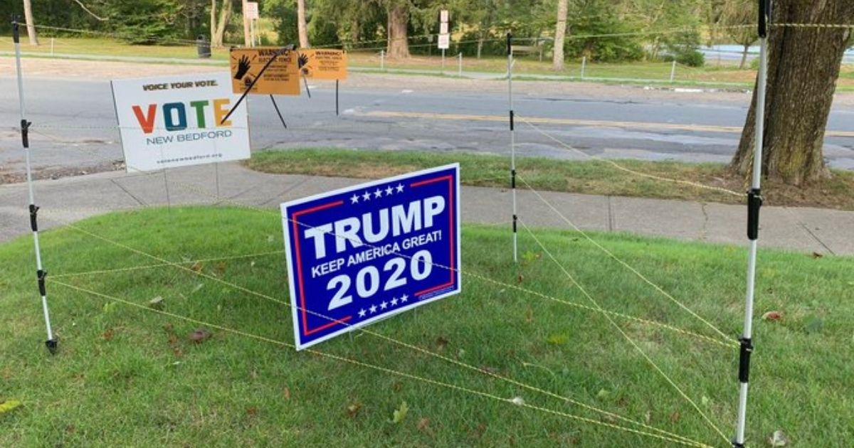 A man in New Bedford, Massachusetts, has set up an electric wire fence on his front line to protect his "Trump 2020" yard signs that keep getting stolen.