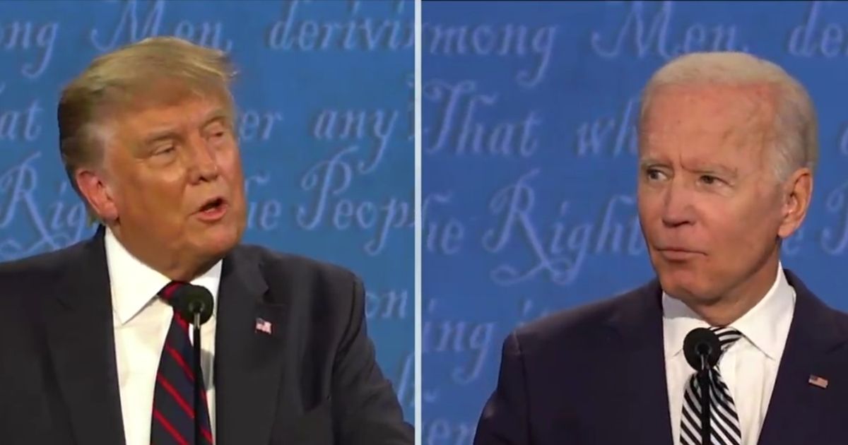 President Donald Trump, left, addresses former Vice President Joe Biden during the first presidential debate on Tuesday.