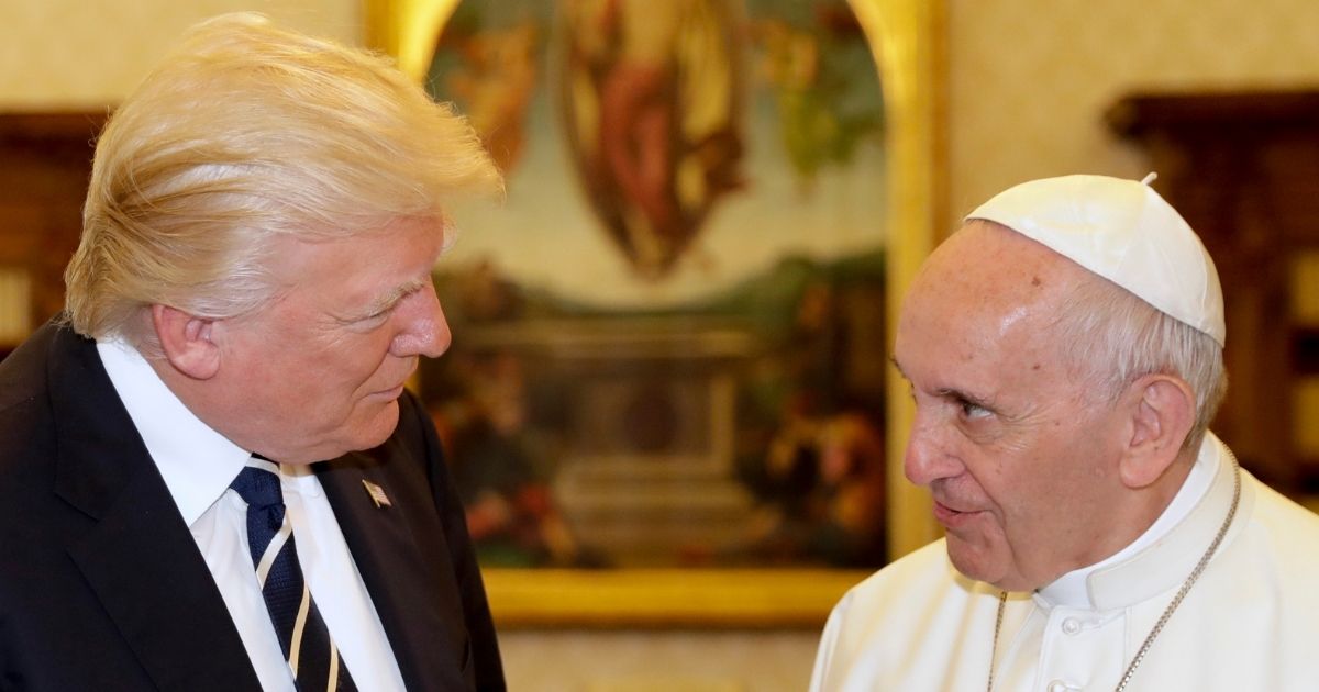 Pope Francis meets with President Donald Trump during a private audience at the Vatican on May 24, 2017.