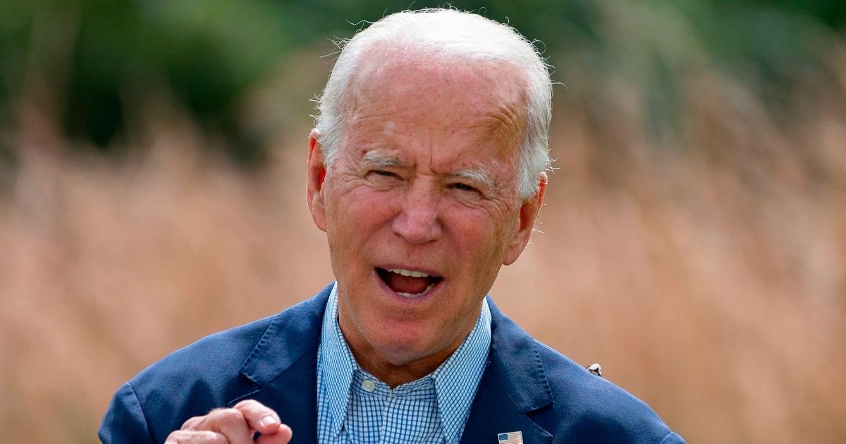 Democratic presidential nominee Joe Biden speaks outside the Delaware Museum of Natural History in Wilmington, Delaware, on Sept. 14, 2020.