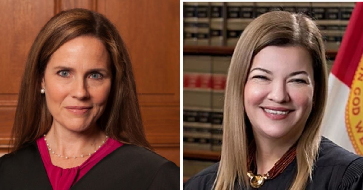 Federal Judges Amy Coney Barrett, left; and Barbara Lagoa, right.