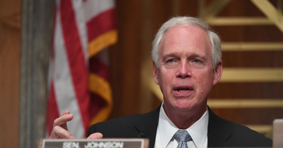 WASHINGTON, DC - AUGUST 06: Senator Ron Johnson (R-WI) questions Chad Wolf, acting Secretary of Homeland Security, appears before the Senate Homeland Security and Governmental Affairs Committee on August 6, 2020 in Washington D.C. The committee held a hearing on “Oversight of DHS Personnel Deployments to Recent Protests."