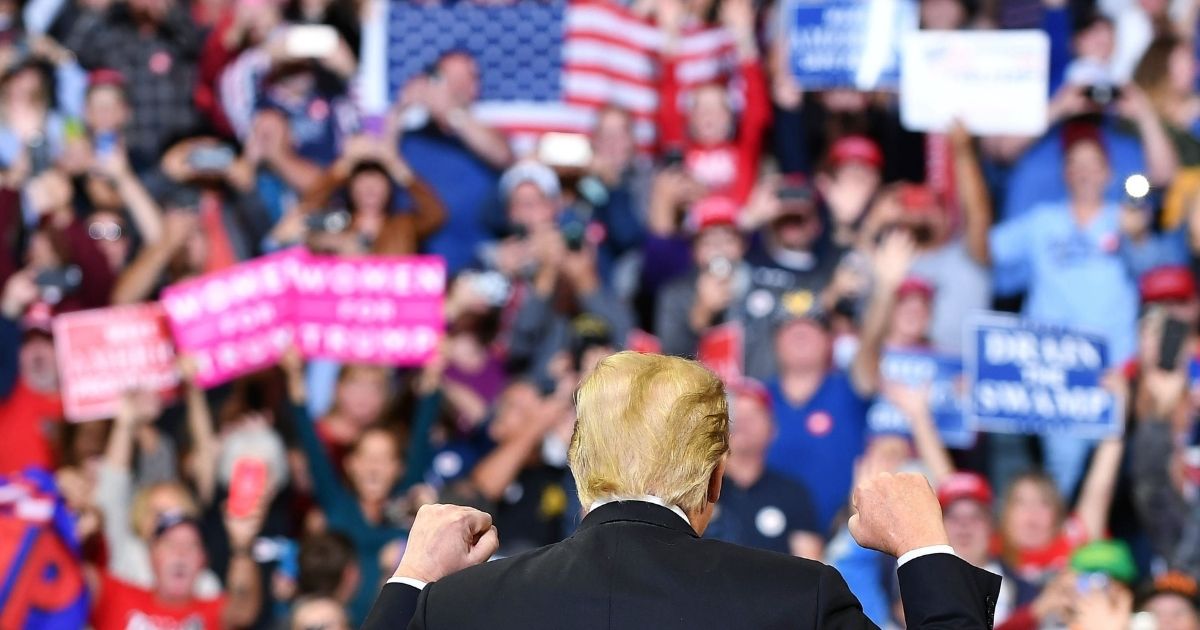 US President Donald Trump speaks during a rally at the Mid-America Center in Council Bluffs, Iowa on October 9, 2018.