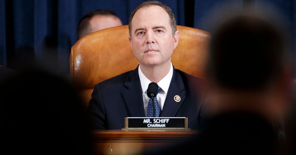 WASHINGTON, DC - NOVEMBER 19: Committee Chairman Rep. Adam Schiff (D-CA) listens at the start of a hearing before the House Intelligence Committee in the Longworth House Office Building on Capitol Hill November 19, 2019 in Washington, DC. The committee heard testimony from Jennifer Williams, adviser to Vice President Mike Pence for European and Russian affairs, and National Security Council Director for European Affairs Lt. Col. Alexander Vindman, during the third day of open hearings in the impeachment inquiry against U.S. President Donald Trump, who House Democrats say withheld U.S. military aid for Ukraine in exchange for Ukrainian investigations of his political rivals.
