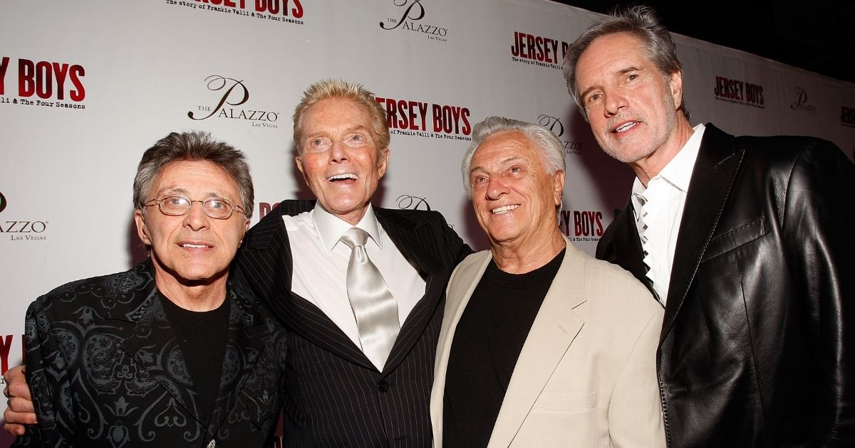 LAS VEGAS - MAY 03: (L-R) Singer Frankie Valli, producer Bob Crewe, singer Tommy Devito and singer Bob Gaudio arrive at the opening night celebration of the musical "Jersey Boys" at The Palazzo May 3, 2008 in Las Vegas, Nevada.