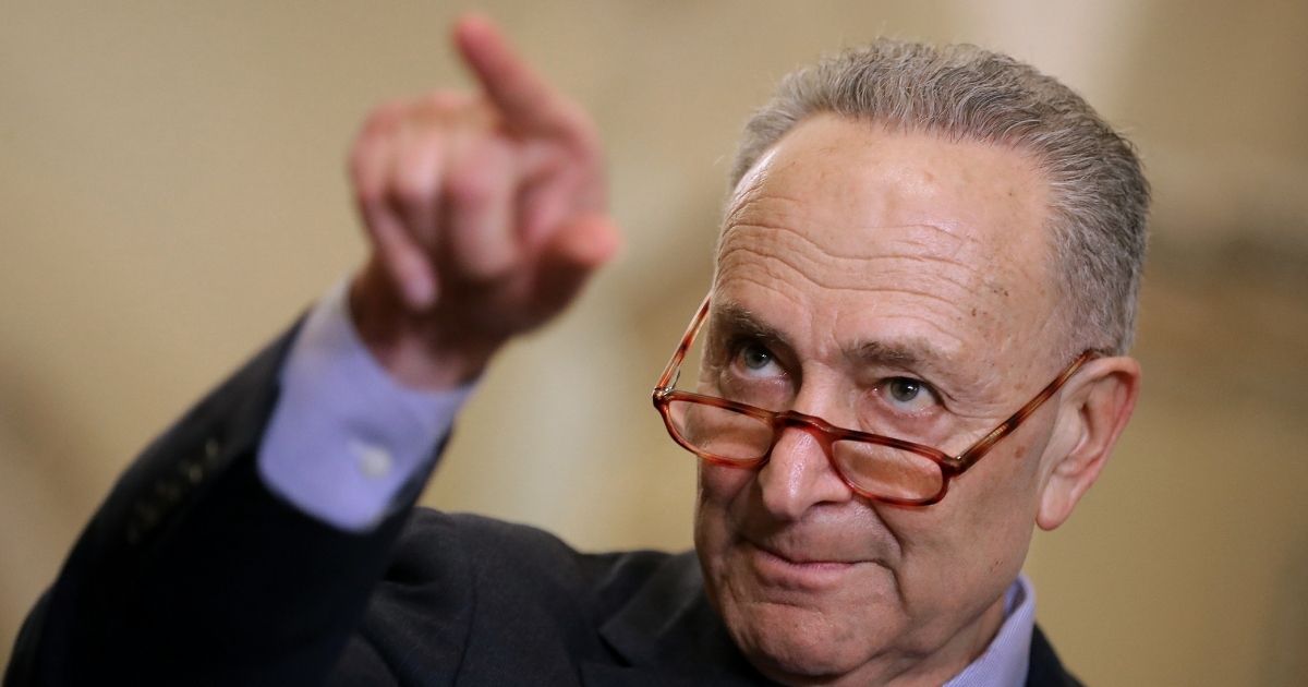 WASHINGTON, DC - MARCH 05: Senate Minority Leader Charles Schumer (D-NY) talks to reporters following the weekly Democratic Senate policy luncheon at the U.S. Capitol March 05, 2019 in Washington, DC. With the support of at least four Republicans, the Senate seems poised to approve a resolution of disapproval on President Donald Trump's use of a national emergency declaration to secure the money he wants to build a border wall on the southern border.