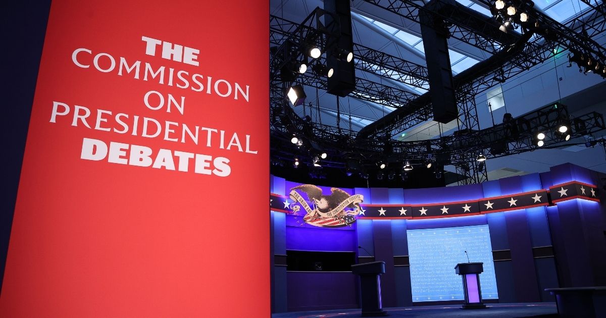 CLEVELAND, OHIO - SEPTEMBER 29: The debate stage is set for U.S. President Donald Trump and Democratic presidential nominee Joe Biden to participate in the first presidential debate at the Health Education Campus of Case Western Reserve University on September 29, 2020 in Cleveland, Ohio. This is the first of three planned debates between the two candidates in the lead up to the election on November 3.