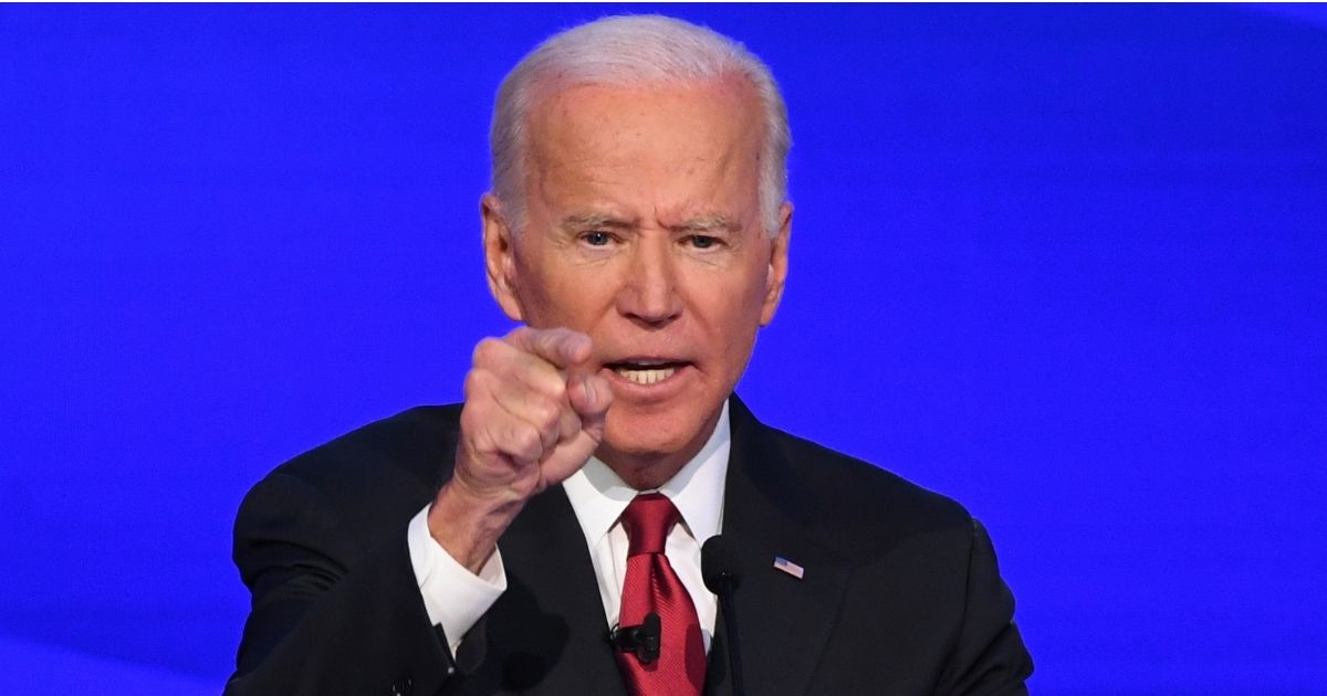 Democratic presidential hopeful former US Vice President Joe Biden gestures during the fourth Democratic primary debate of the 2020 presidential campaign season co-hosted by The New York Times and CNN at Otterbein University in Westerville, Ohio on October 15, 2019.