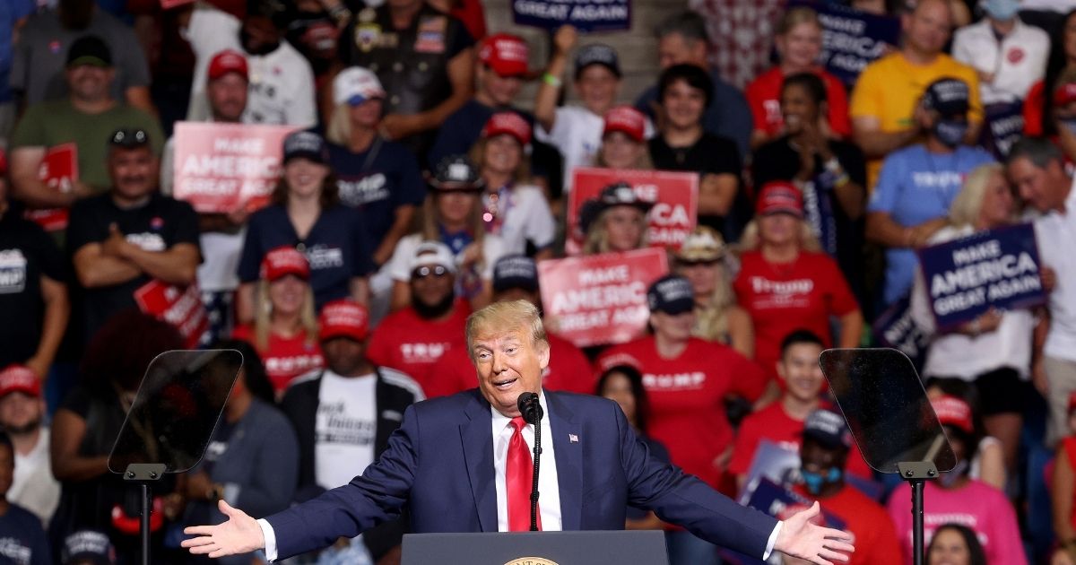 TULSA, OKLAHOMA - JUNE 20: U.S. President Donald Trump speaks at a campaign rally at the BOK Center, June 20, 2020 in Tulsa, Oklahoma. Trump is holding his first political rally since the start of the coronavirus pandemic at the BOK Center today while infection rates in the state of Oklahoma continue to rise.